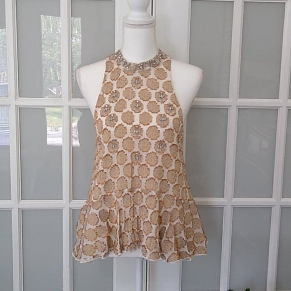 Urban Outfitters Kimchi Blue Chanderella Peplum Jacquard Tank Top - Picture 6 of 16